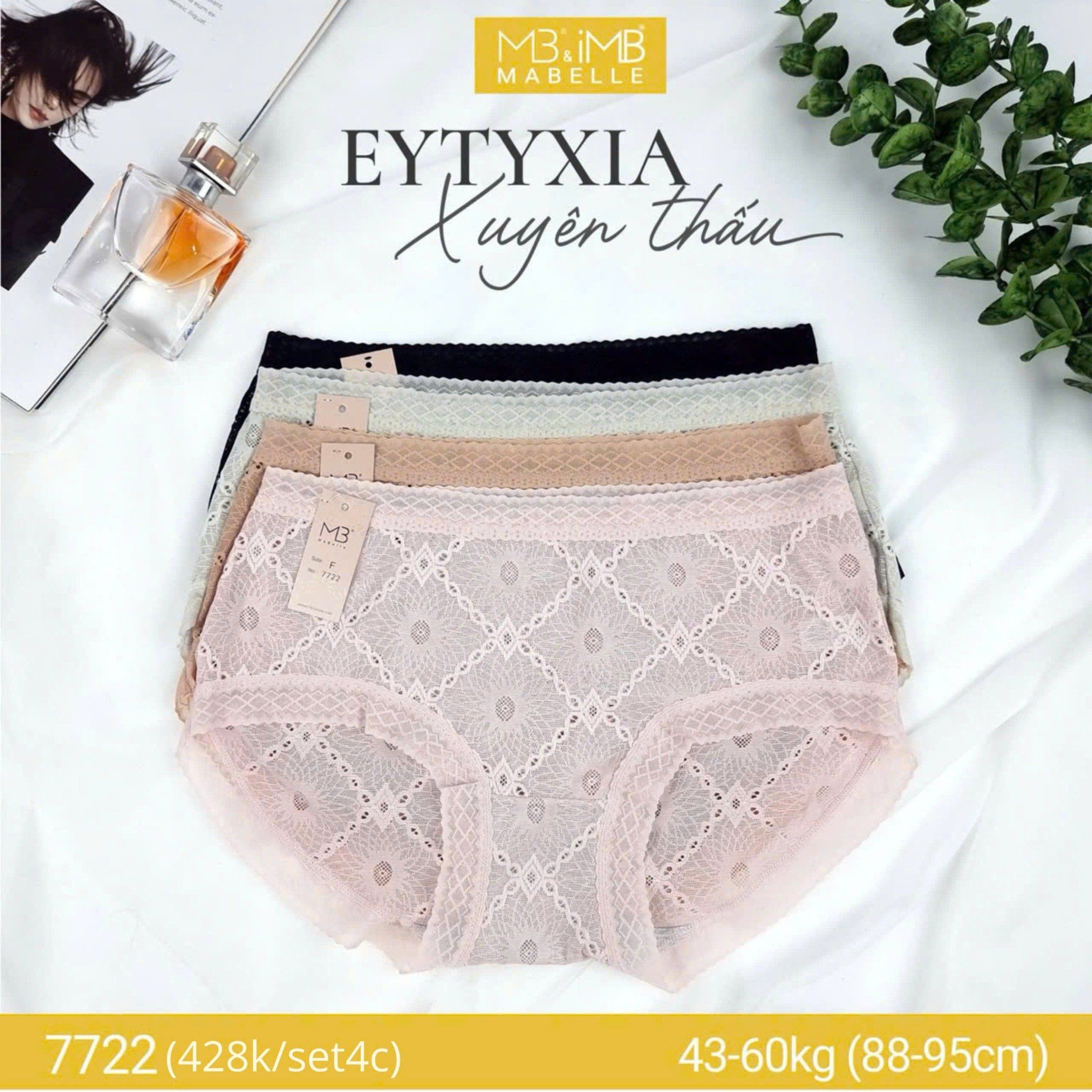 Quần lót kháng khuẩn làm mát xuyên thấu MB 7722 cạp vừa