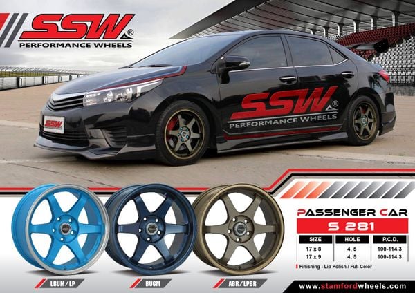 Mâm xe SSW S281 17 inch 5x114.3 dành cho các dòng xe Kia, Hyundai, Toyota, Mazda, Honda