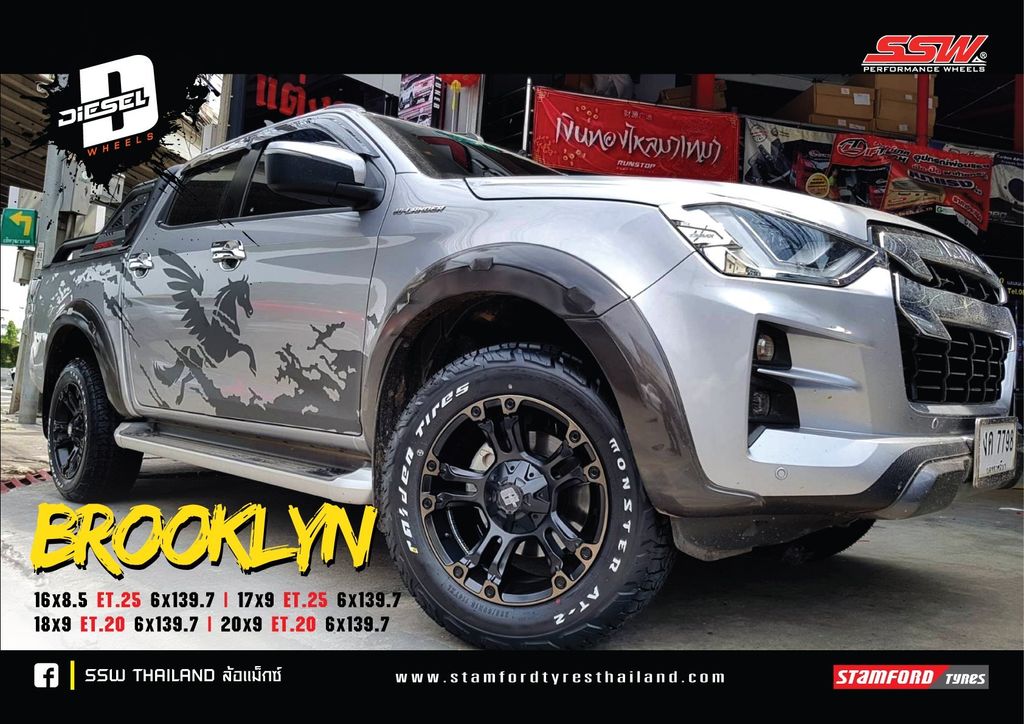 Mâm xe SSW Diesel Brooklyn 18 inch 6x139.7 dành cho các dòng xe Bán tải Ford, Toyota, Mitsubishi, Nissan