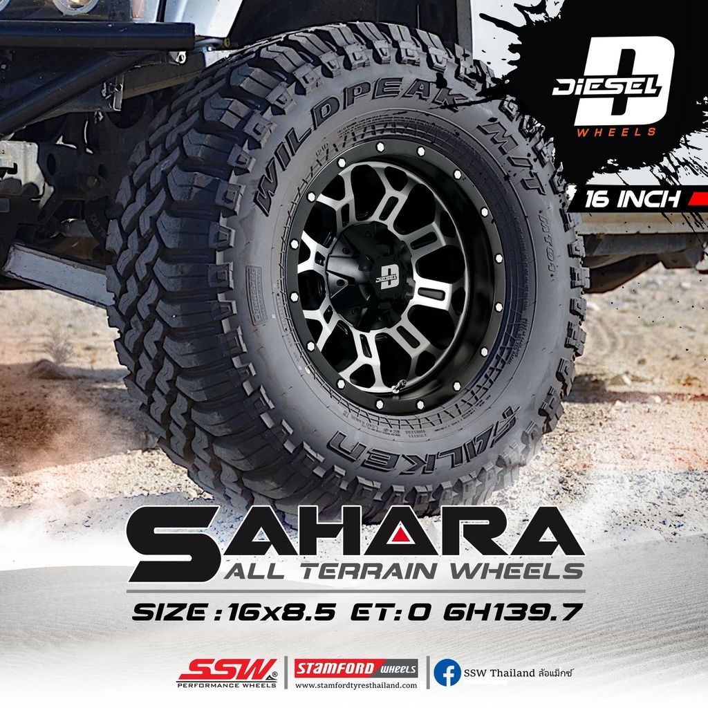Mâm xe SSW Diesel Sahara 18 inch 6x139.7 dành cho các dòng xe Bán tải Ford, Toyota, Mitsubishi, Nissan