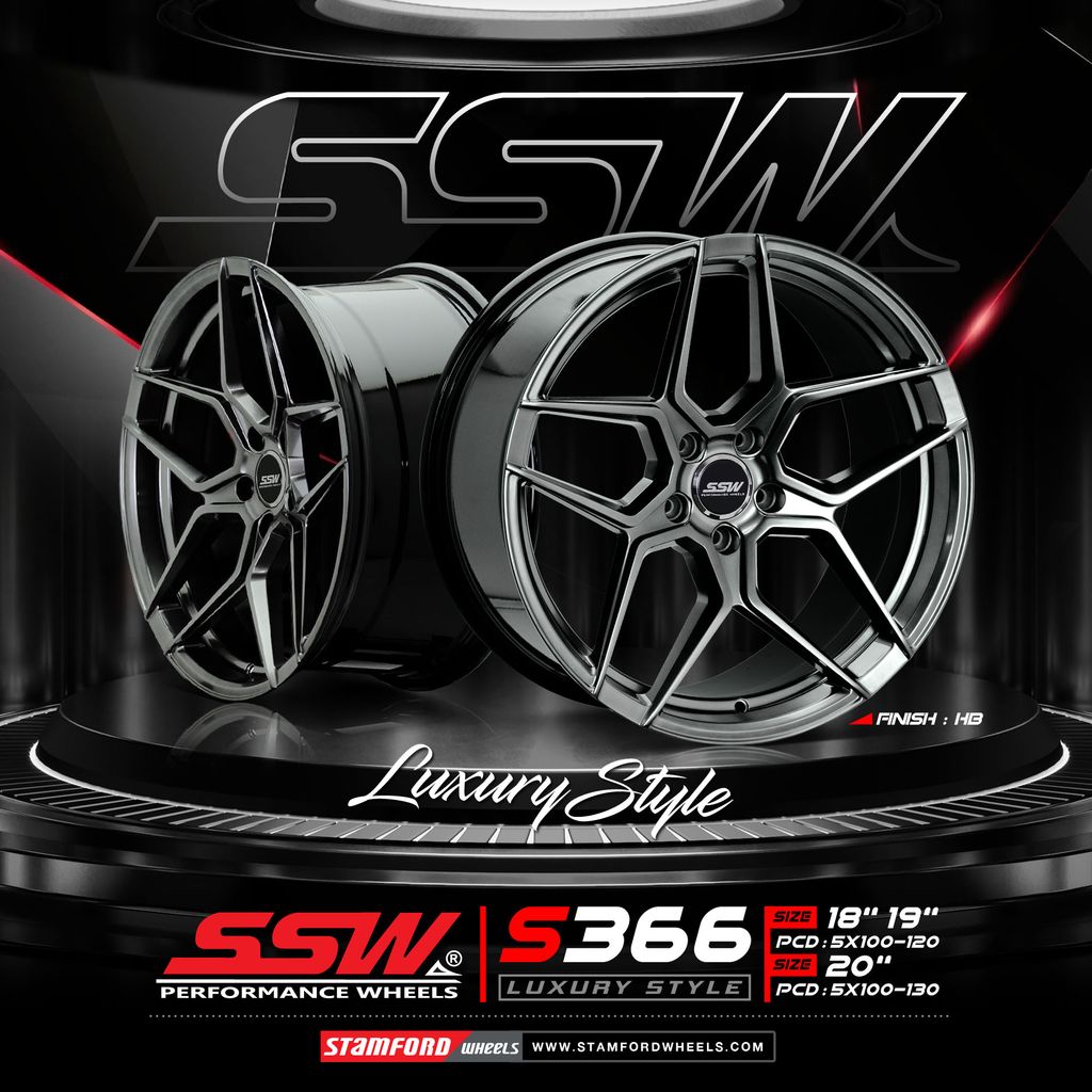 Mâm xe SSW S366 18 inch 5x114.3 dành cho các dòng xe Kia, Hyundai, Toyota, Mazda