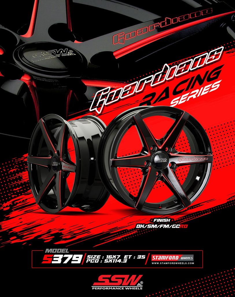 Mâm xe SSW S379 16 inch 5x114.3 dành cho các dòng xe Toyota, Mazda, Honda, Hyundai, Kia