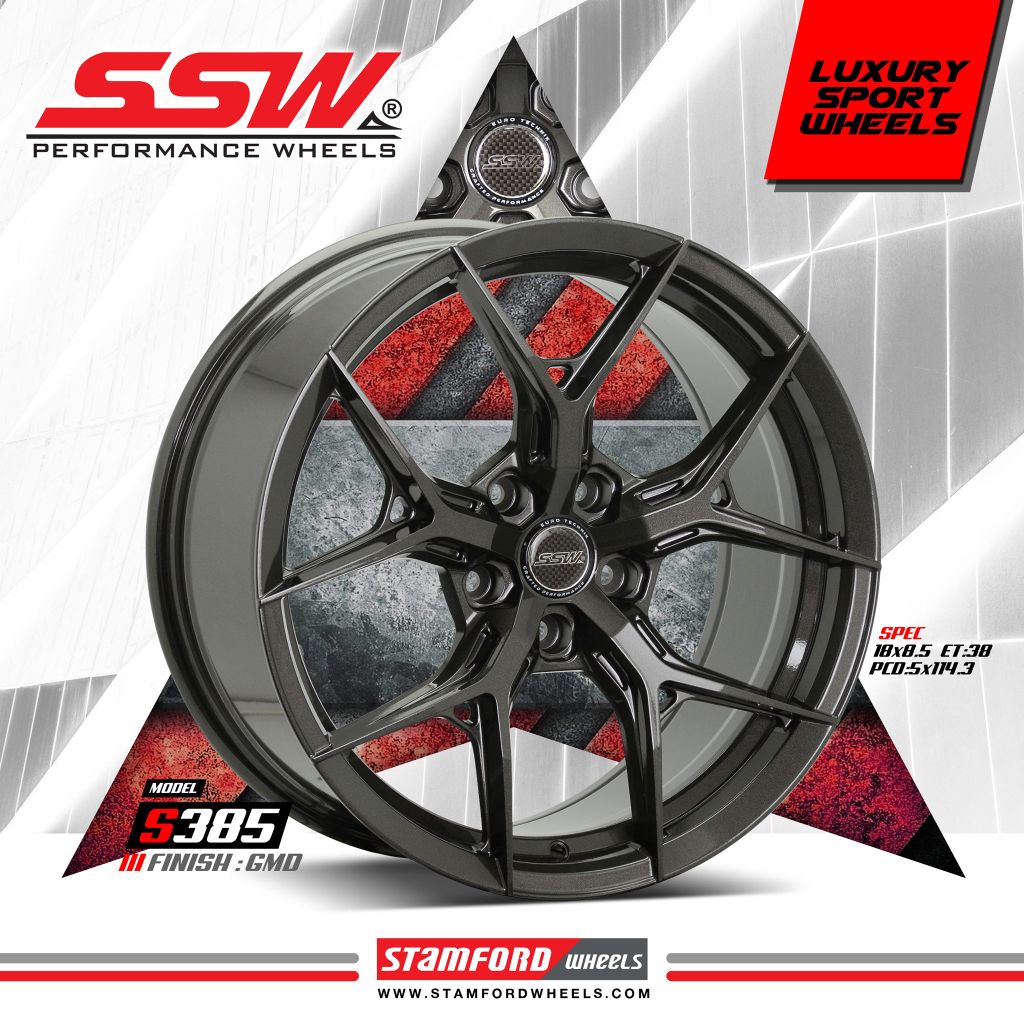Mâm xe SSW S385 17 inch 5x114.3 dành cho các dòng xe Toyota, Mazda, Honda, Hyundai, Kia