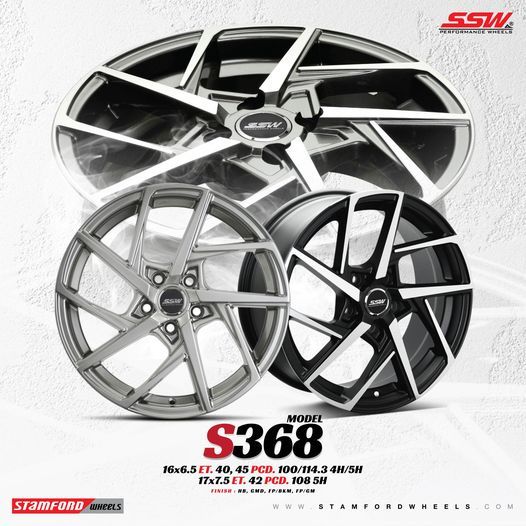 Mâm xe SSW S368 17 inch 5x114.3 dành cho các dòng xe Toyota, Mazda, Honda, Hyundai, Kia