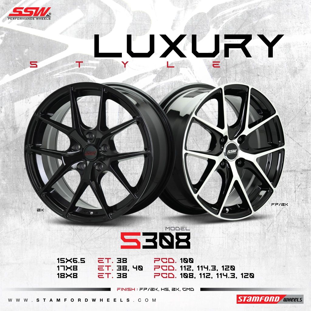 Mâm xe SSW S308 18 inch 5x114.3 dành cho các dòng xe Kia, Hyundai, Toyota, Mazda
