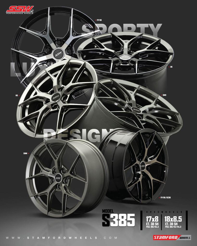 Mâm xe SSW S385 17 inch 5x114.3 dành cho các dòng xe Toyota, Mazda, Honda, Hyundai, Kia