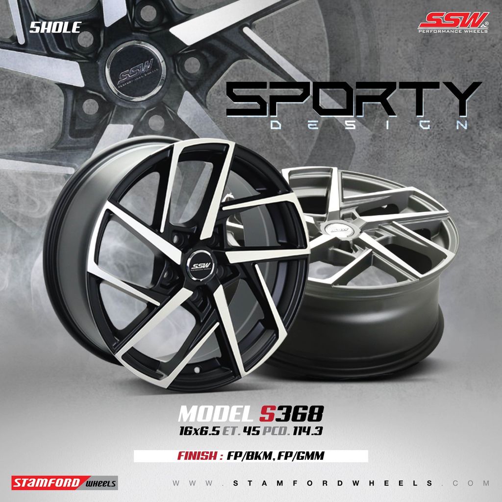Mâm xe SSW S368 17 inch 5x114.3 dành cho các dòng xe Toyota, Mazda, Honda, Hyundai, Kia