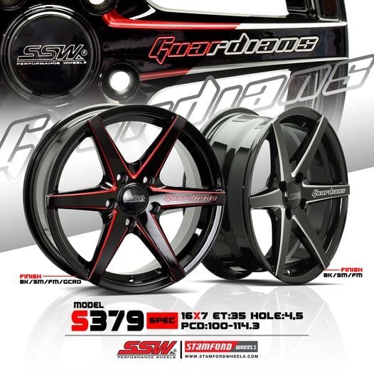 Mâm xe SSW S379 16 inch 5x114.3 dành cho các dòng xe Toyota, Mazda, Honda, Hyundai, Kia