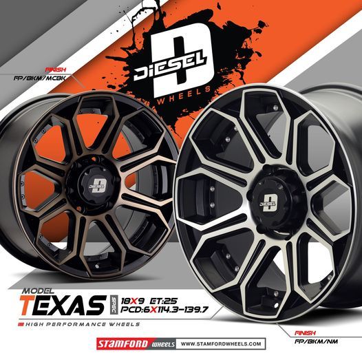 Mâm xe SSW Diesel Texas 18 inch 6x139.7 dành cho các dòng xe Bán tải Ford, Toyota, Mitsubishi, Nissan