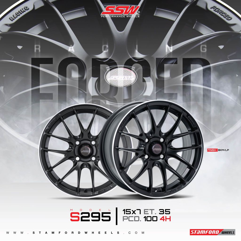 Mâm xe SSW S295 15 inch 4x100 dành cho các dòng xe Kia, Hyundai, Toyota, Mazda, Honda
