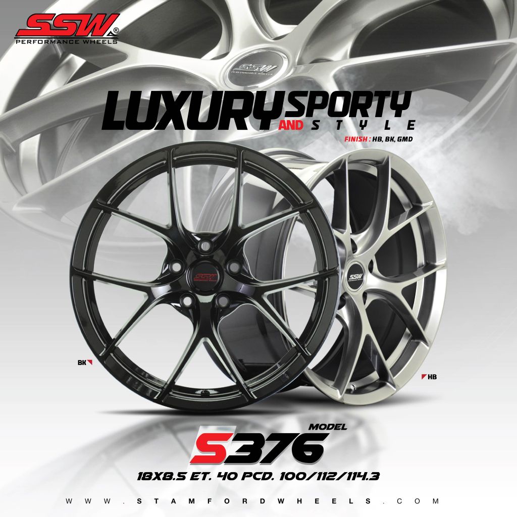 Mâm xe SSW S376 18 inch 5x114.3 dành cho các dòng xe Toyota, Mazda, Honda, Hyundai, Kia