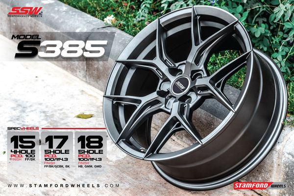 Mâm xe SSW S385 15 inch 4x100 dành cho các dòng xe Toyota, Mazda, Honda, Hyundai, Kia
