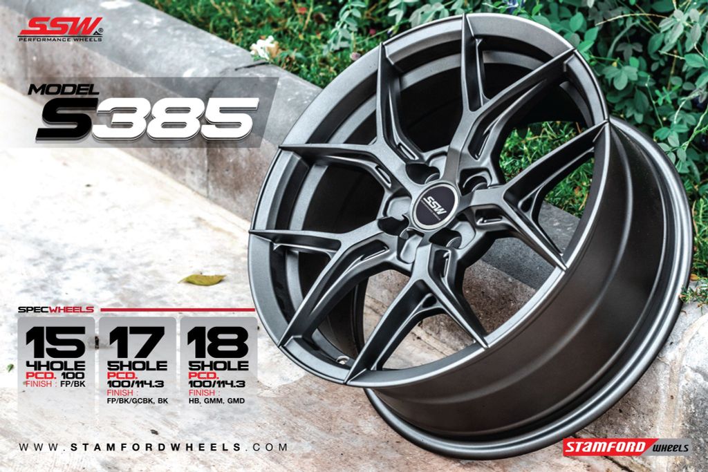 Mâm xe SSW S385 17 inch 4x100 dành cho các dòng xe Toyota, Mazda, Honda, Hyundai, Kia