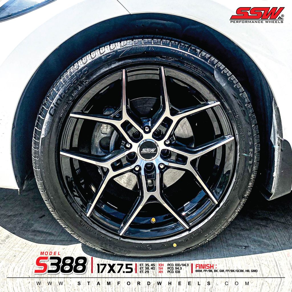 Mâm xe SSW S388 17 inch 5x114.3 dành cho các dòng xe Toyota, Mazda, Honda, Hyundai, Kia