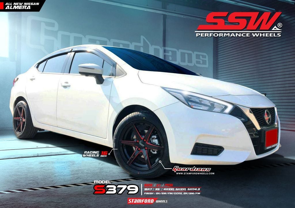 Mâm xe SSW S379 16 inch 4x100 dành cho các dòng xe Toyota, Mazda, Honda, Hyundai, Kia