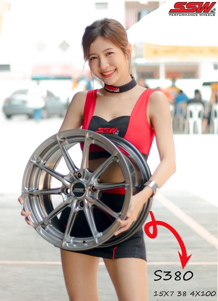 Mâm xe SSW S380 15 inch 4x100 dành cho các dòng xe Toyota, Mazda, Honda, Hyundai, Kia