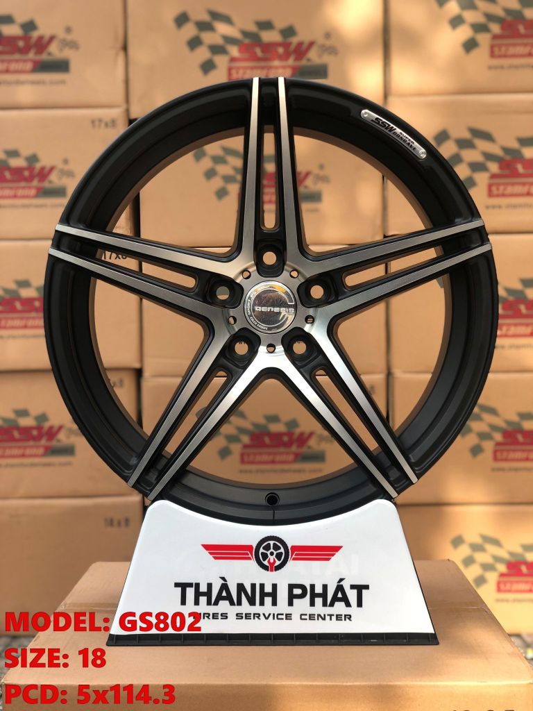 Mâm xe SSW GS802 18 inch 5x114.3 dành cho các dòng xe Toyota, Mazda, Honda, Hyundai, Kia