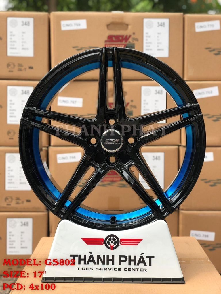 Mâm xe SSW GS802 17 inch 4x100 dành cho các dòng xe Honda, Toyota, Hyundai, Kia