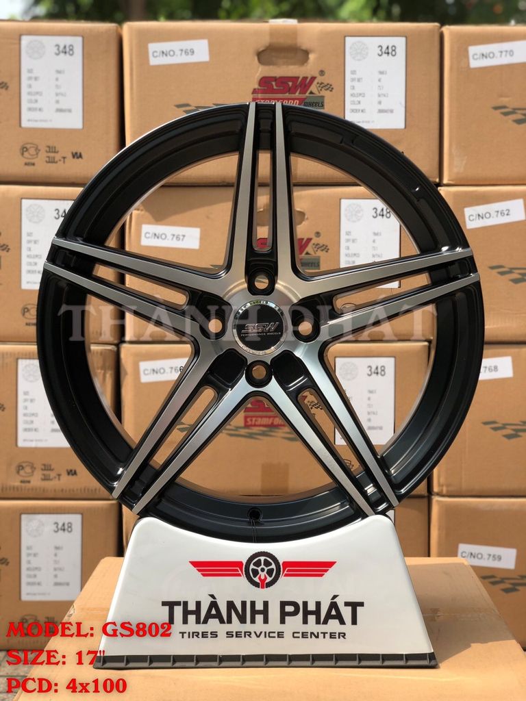 Mâm xe SSW GS802 17 inch 4x100 dành cho các dòng xe Honda, Toyota, Hyundai, Kia