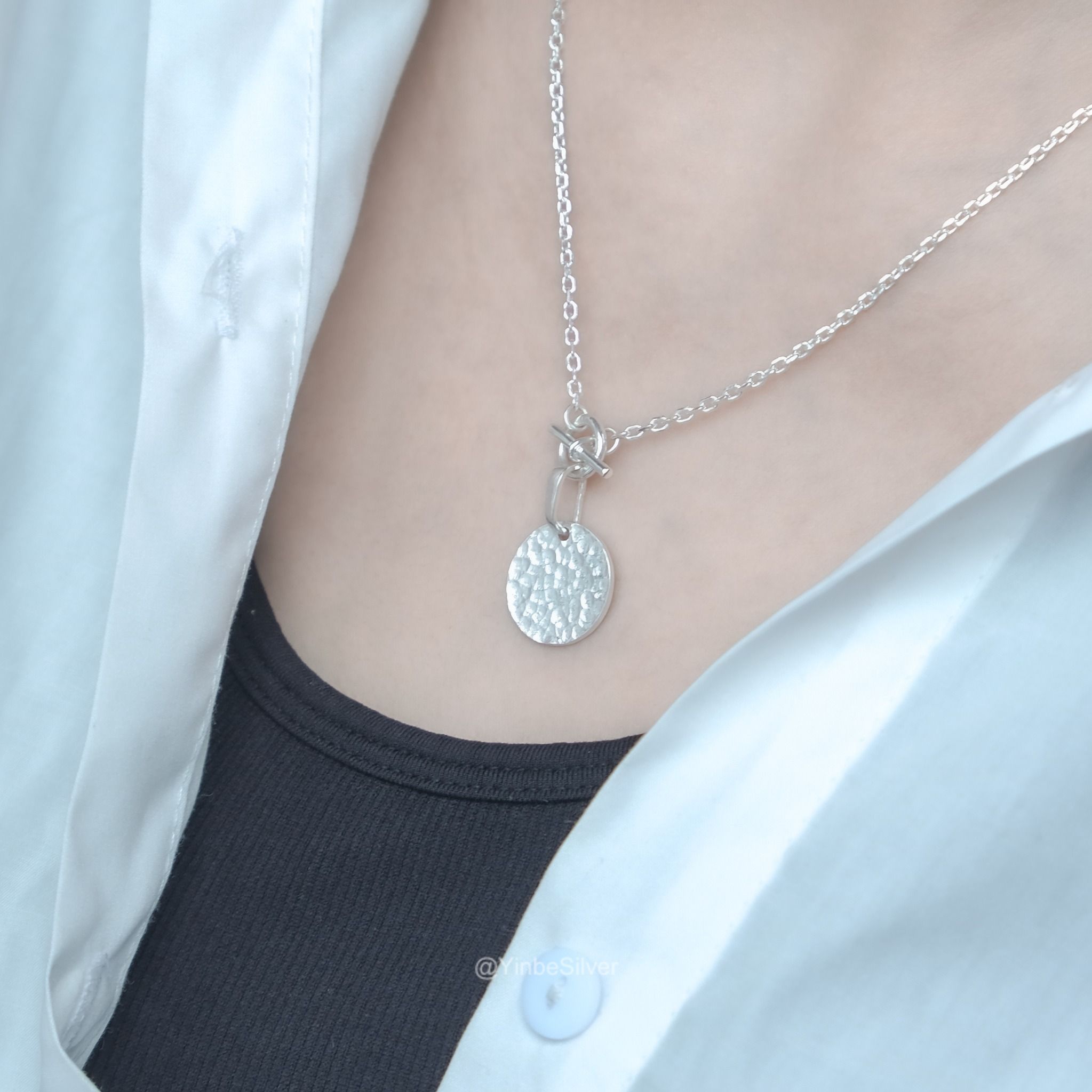  Combo Dây Chuyền Bạc Kim và Mặt Dây Nguyệt Ảnh Yinbe Silver 