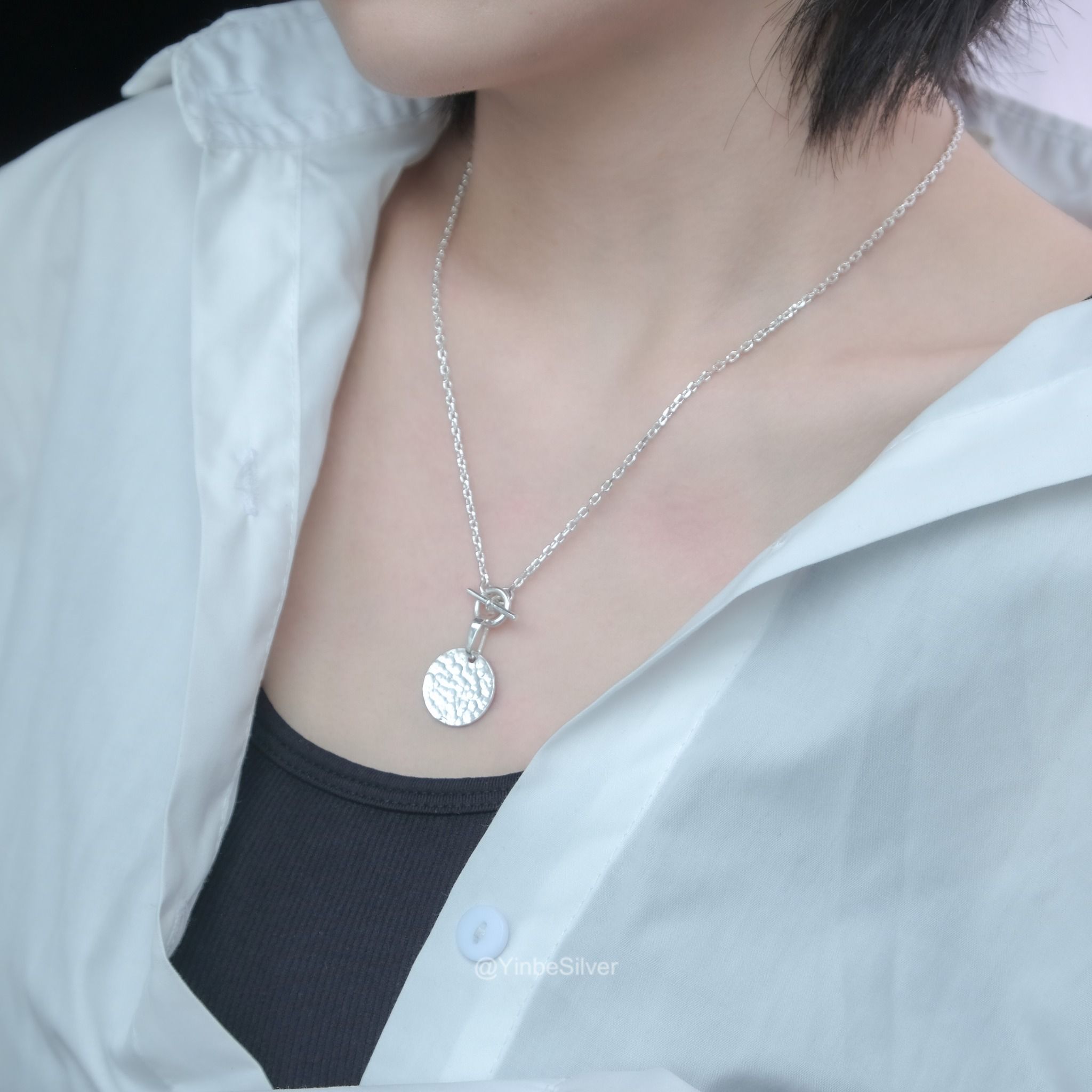  Combo Dây Chuyền Bạc Kim và Mặt Dây Nguyệt Ảnh Yinbe Silver 