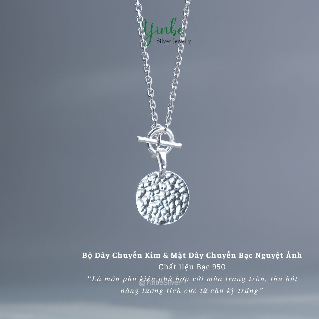  Combo Dây Chuyền Bạc Kim và Mặt Dây Nguyệt Ảnh Yinbe Silver 