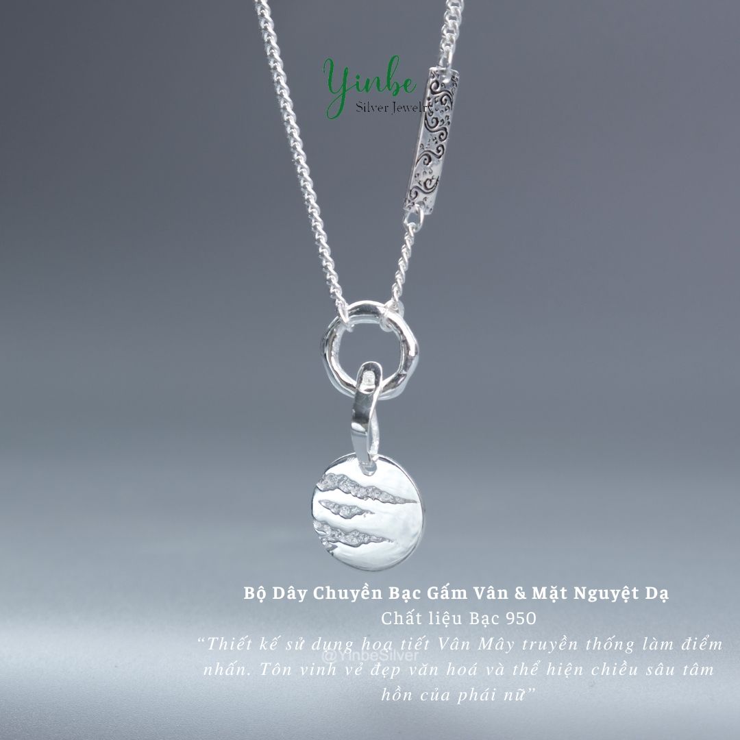 Combo Dây Chuyền Bạc Gấm Vân Và Mặt Dây Nguyệt Dạ Yinbe Silver 