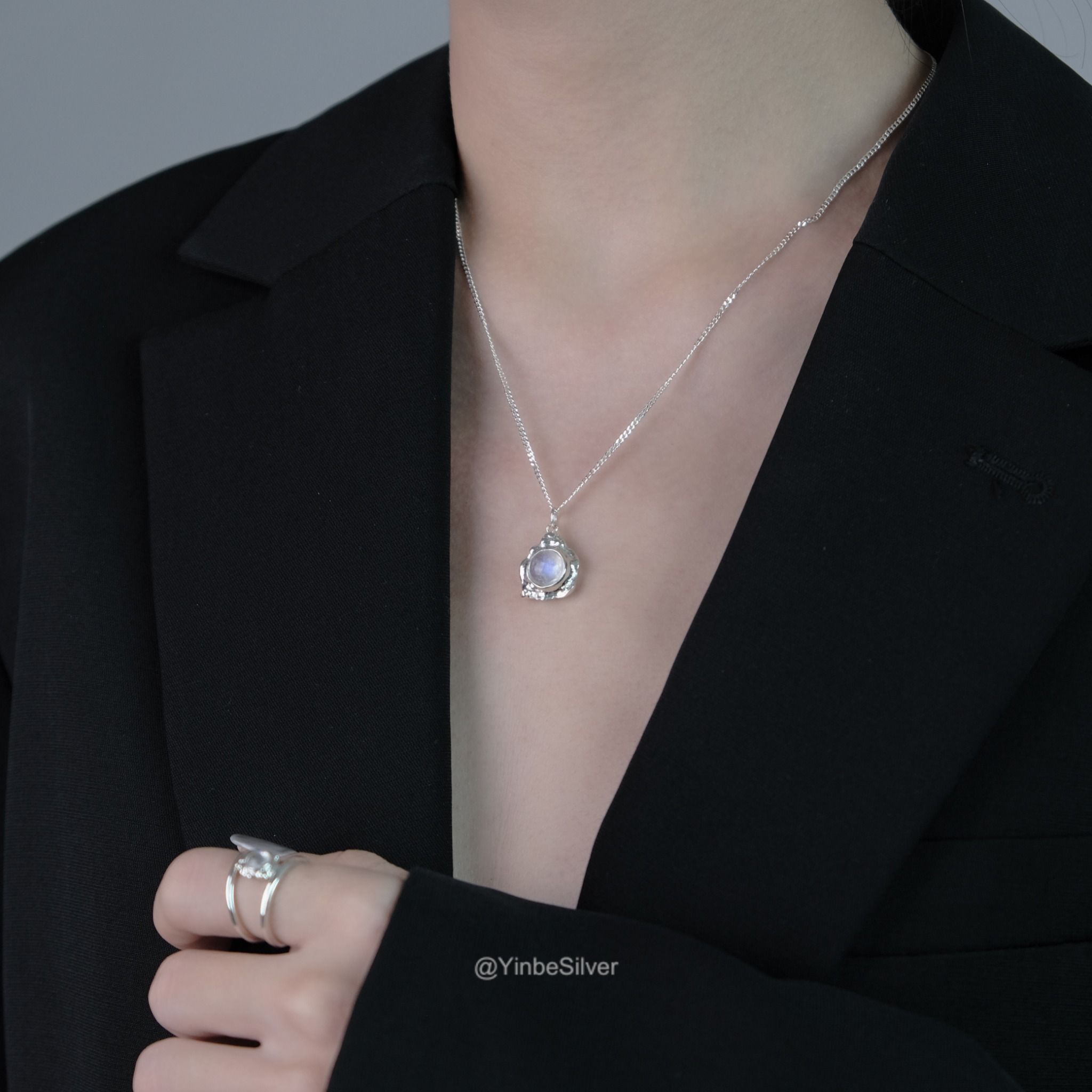  Dây Chuyền Bạc 925 Mặt Moonbeam Yinbe Silver 