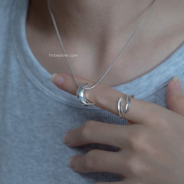  Dây Chuyền Bạc S925 Mặt Trăng Yinbe Silver 