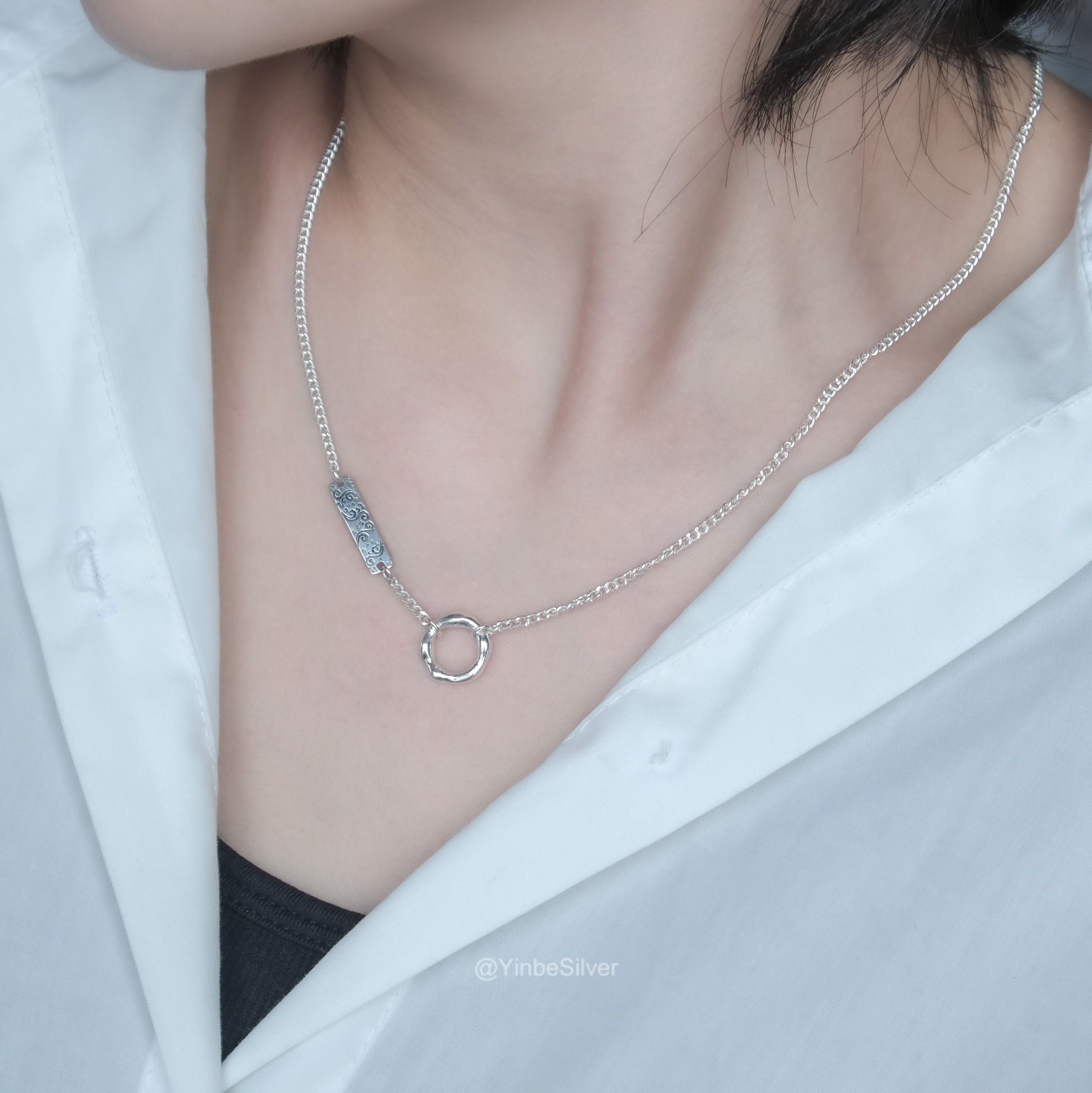  Dây Chuyền Bạc 950 Gấm Vân Yinbe Silver 