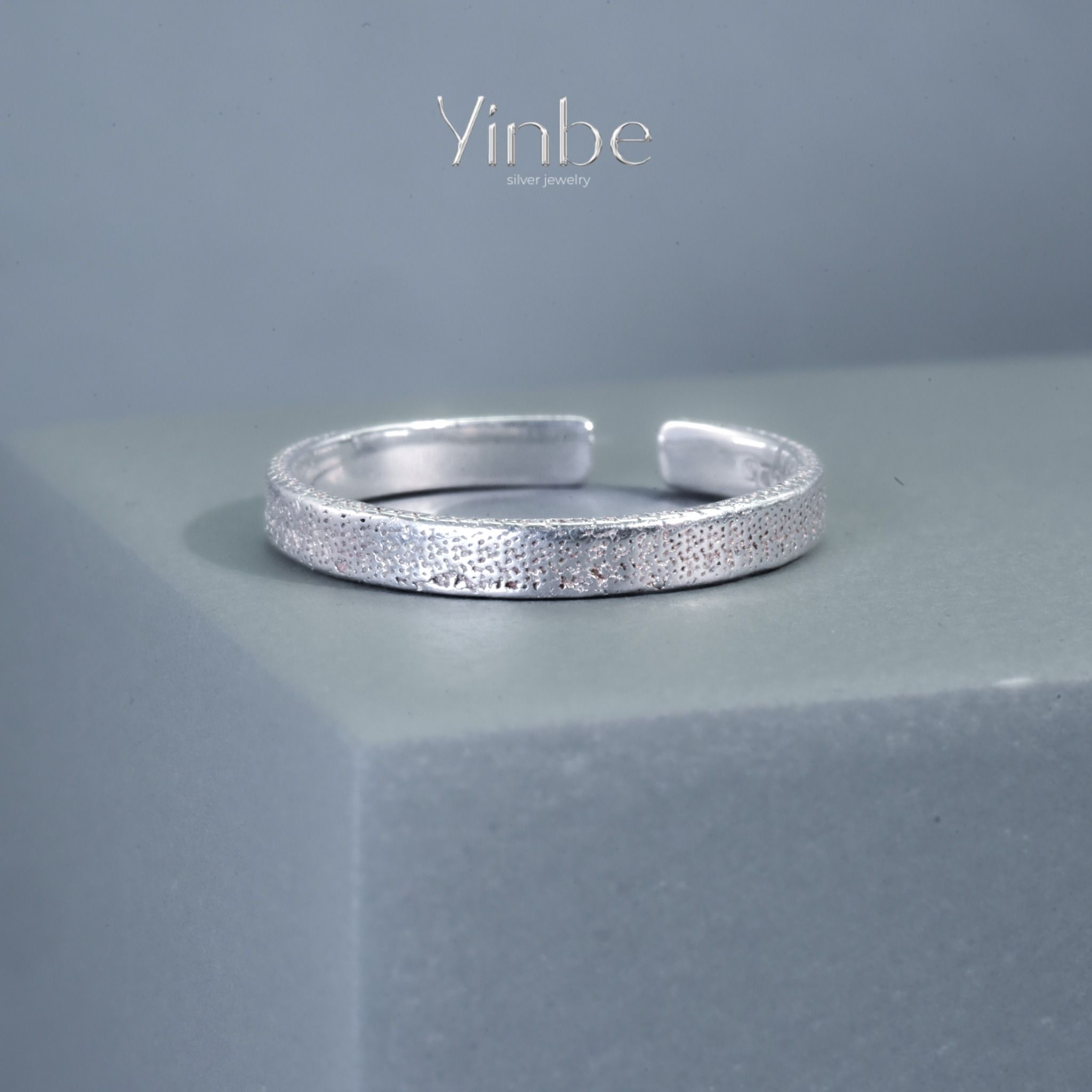  Nhẫn Bạc S925 Sandy Light Bản Mảnh Nữ Yinbe Silver 