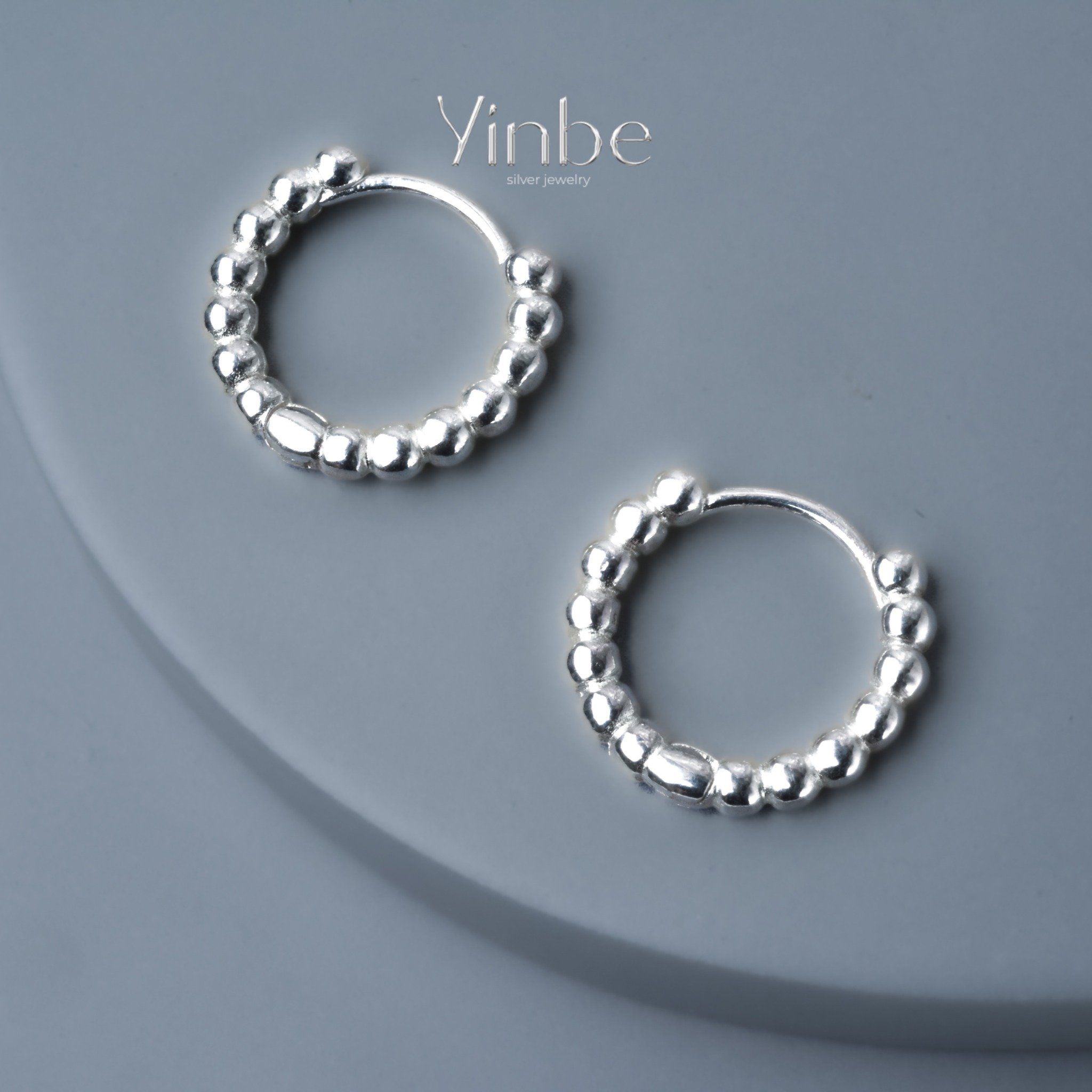  Khuyên Tai Bạc S925 Round Pearl Yinbe Silver 