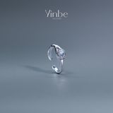  Nhẫn Nữ Bạc 950 Vân Thạch Yinbe Silver Mặt Đá Moonstone 