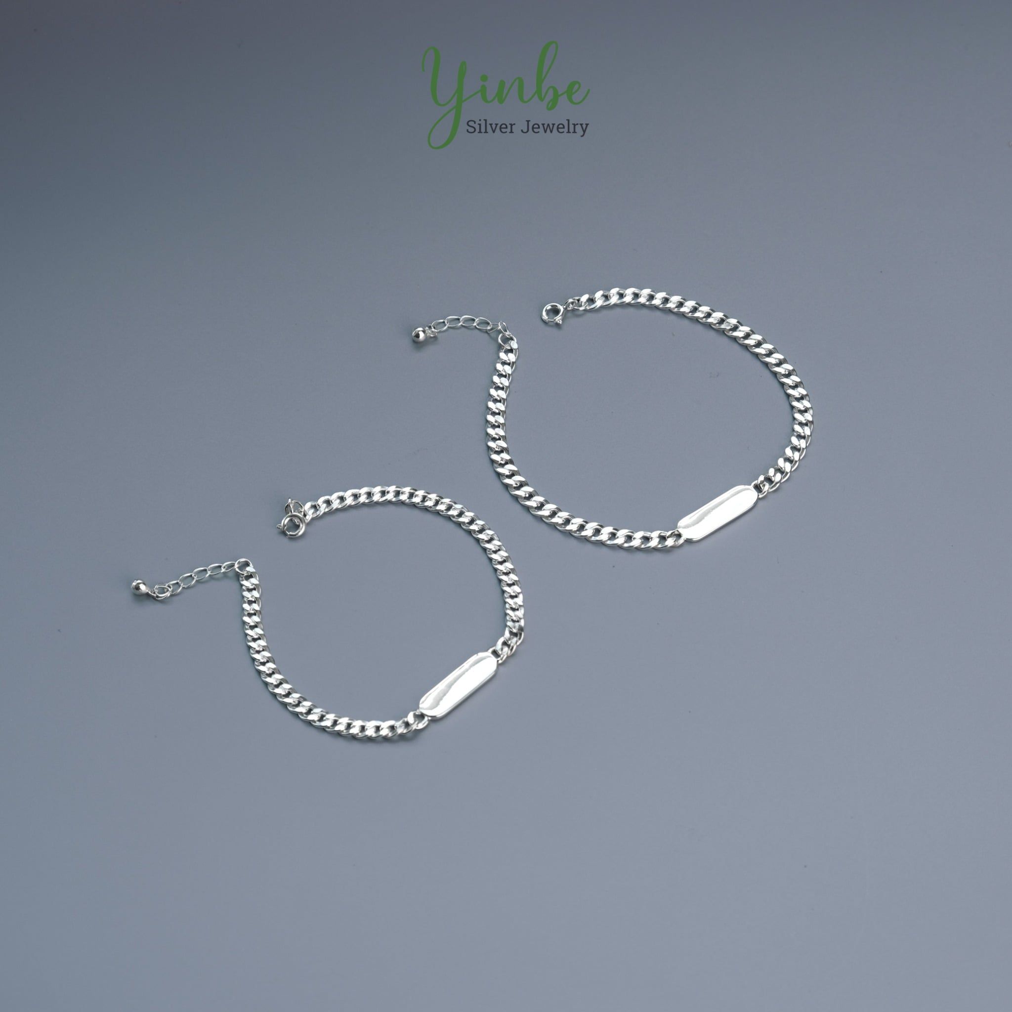  Vòng Tay Đôi Khắc Bạc S925 Couple Simple Chic Yinbe Silver 