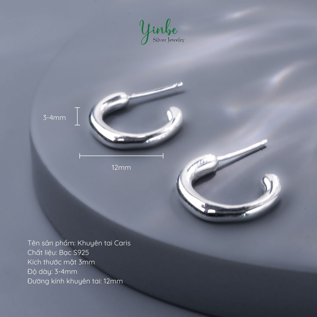  Khuyên Bạc S925 Caris Yinbe Silver 