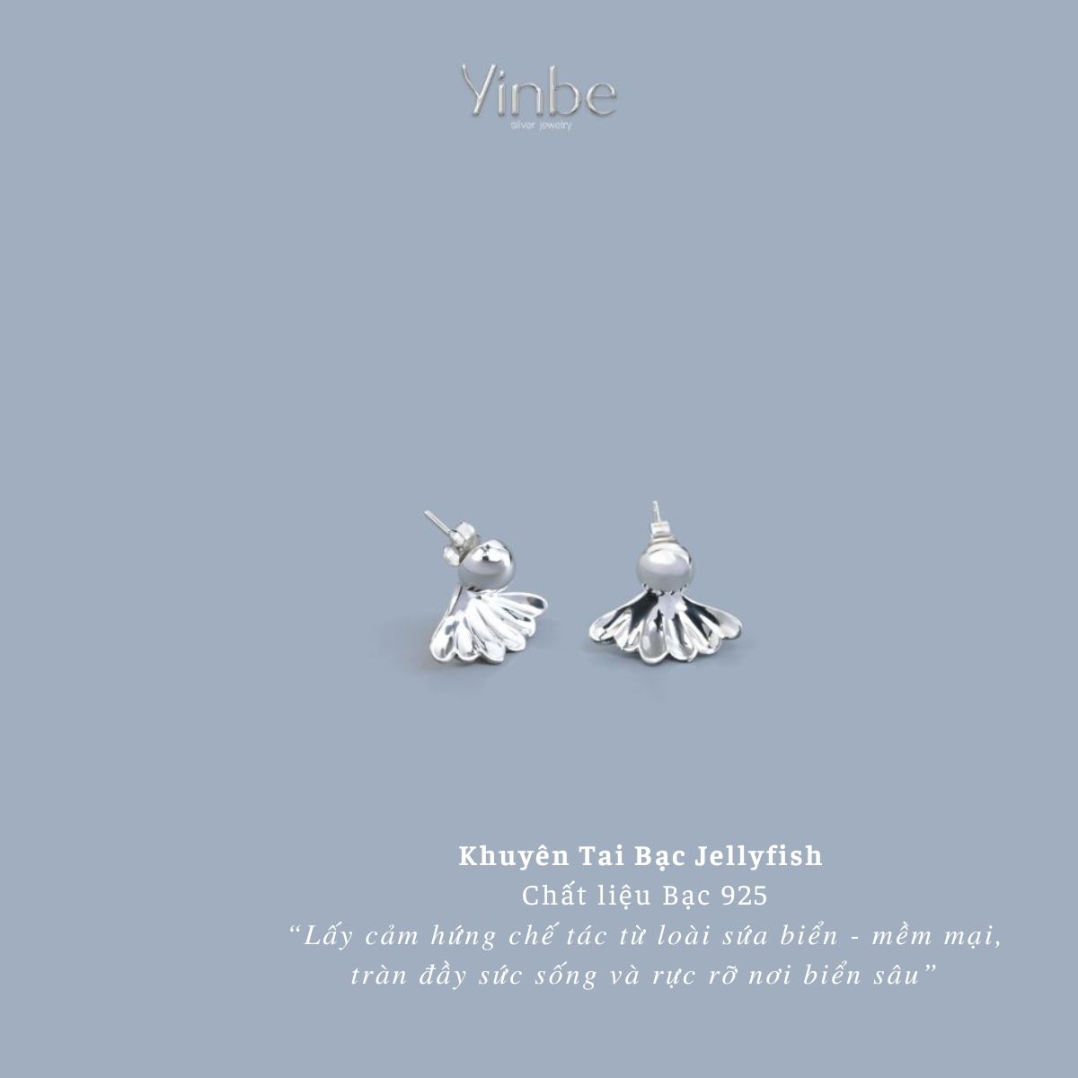  Khuyên Tai Bạc Nữ Jellyfish Yinbe Silver JYE03 