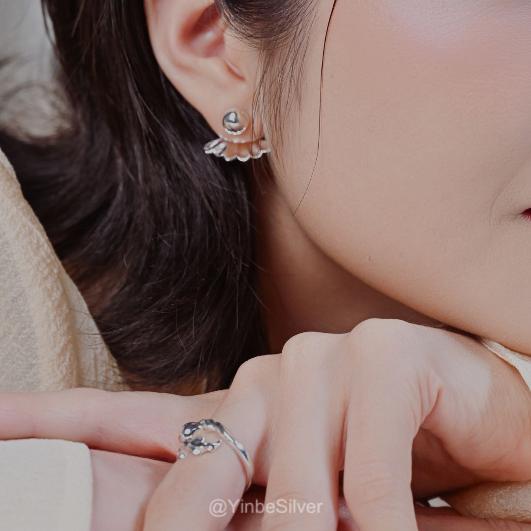  Khuyên Tai Bạc Nữ Jellyfish Yinbe Silver JYE03 