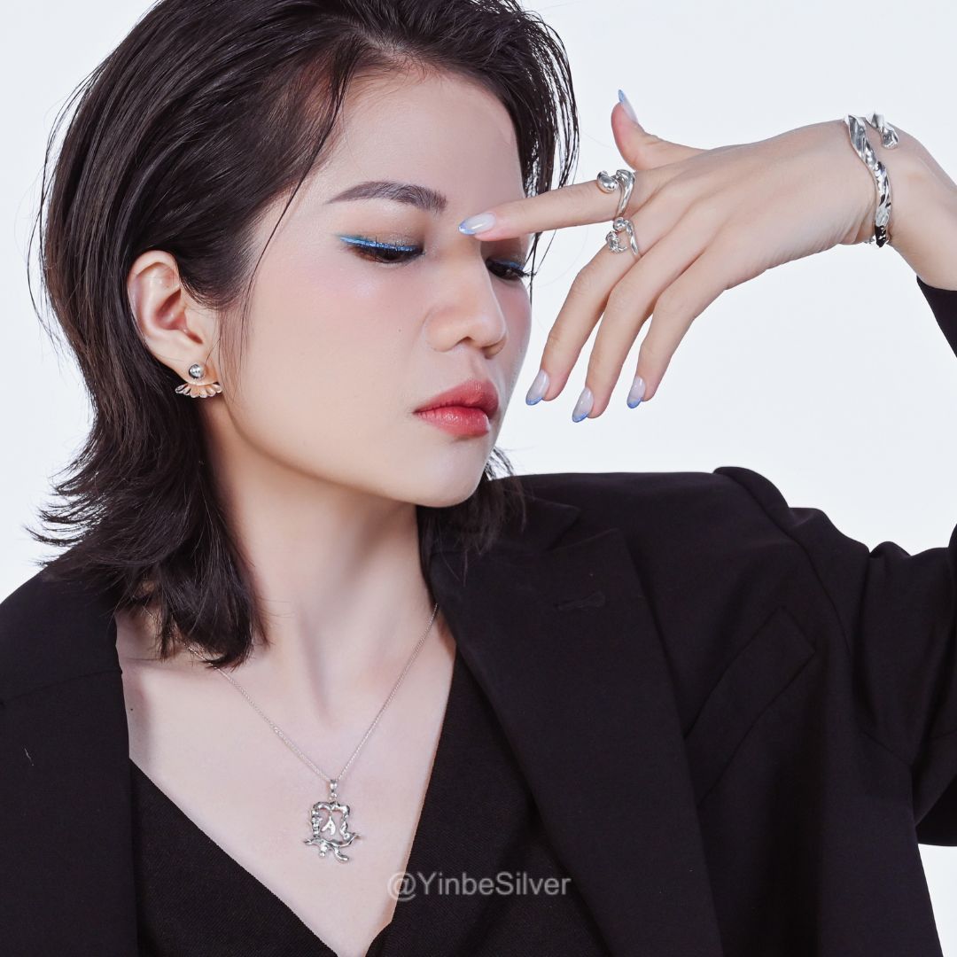  Khuyên Tai Bạc Nữ Jellyfish Yinbe Silver JYE03 