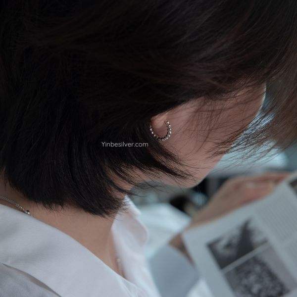  Khuyên Tai Bạc S925 Round Pearl Yinbe Silver 