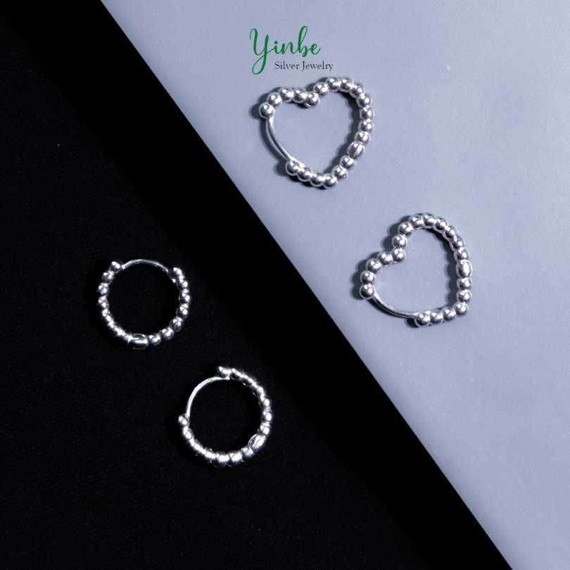  Khuyên Tai Bạc S925 Round Pearl Yinbe Silver 