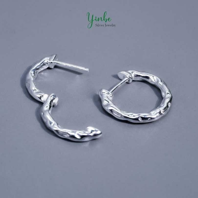  Khuyên Bạc S925 Stone Vein Yinbe Silver 