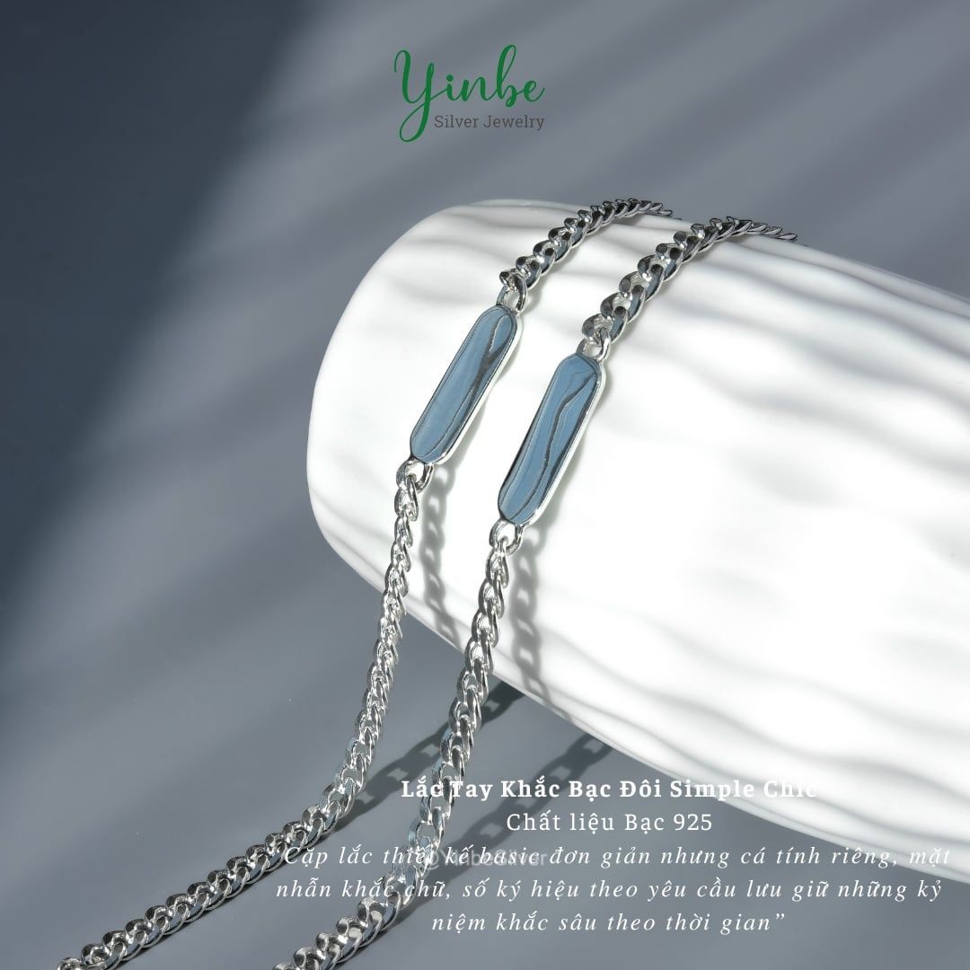 Vòng Tay Đôi Khắc Bạc S925 Couple Simple Chic Yinbe Silver 