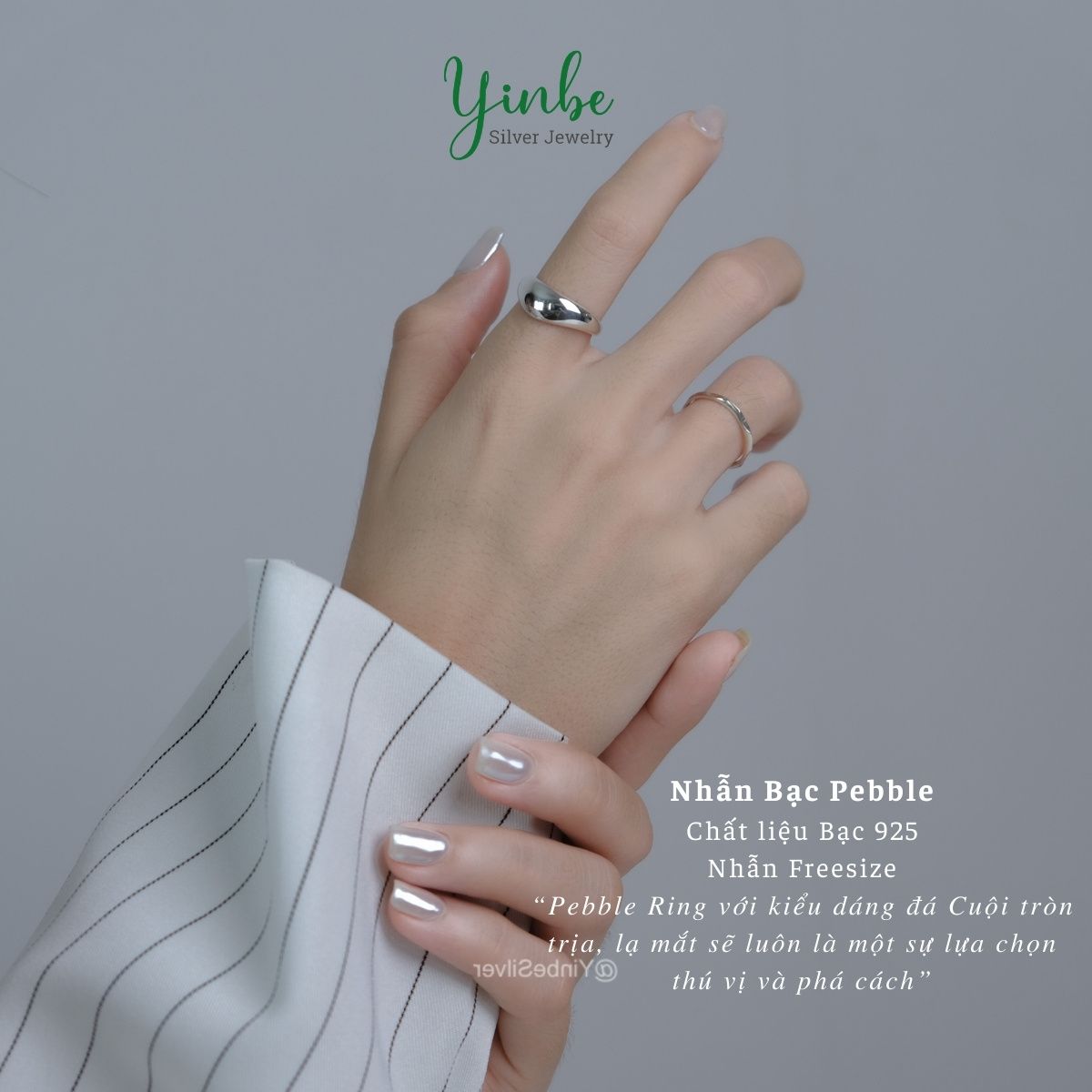  Nhẫn Bạc 925 Pebble Yinbe Silver 