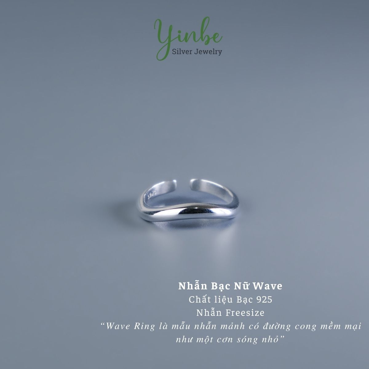  Nhẫn Bạc 925 Wave Yinbe Silver 