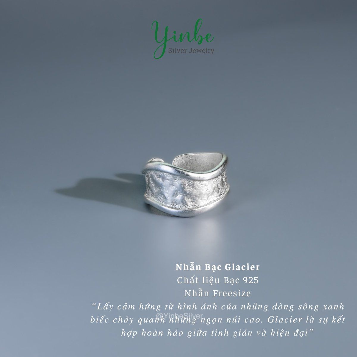  Nhẫn Bạc Glacier Yinbe Silver, Nhẫn Bạc Cá Tính 