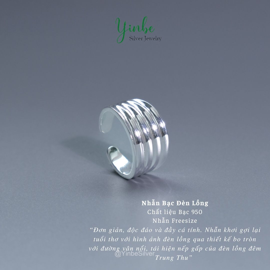  Nhẫn Nữ Bạc 950 Đèn Lồng Yinbe Silver 