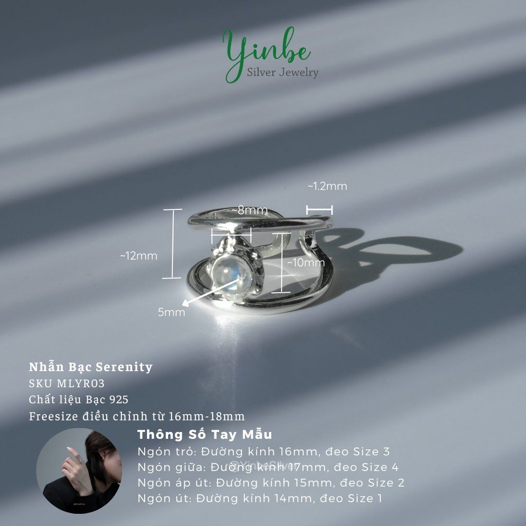  Nhẫn Bạc Nữ Serenity Yinbe Silver 