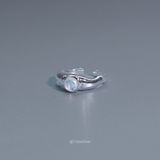  Nhẫn Nữ Bạc 950 Vân Thạch Yinbe Silver Mặt Đá Moonstone 
