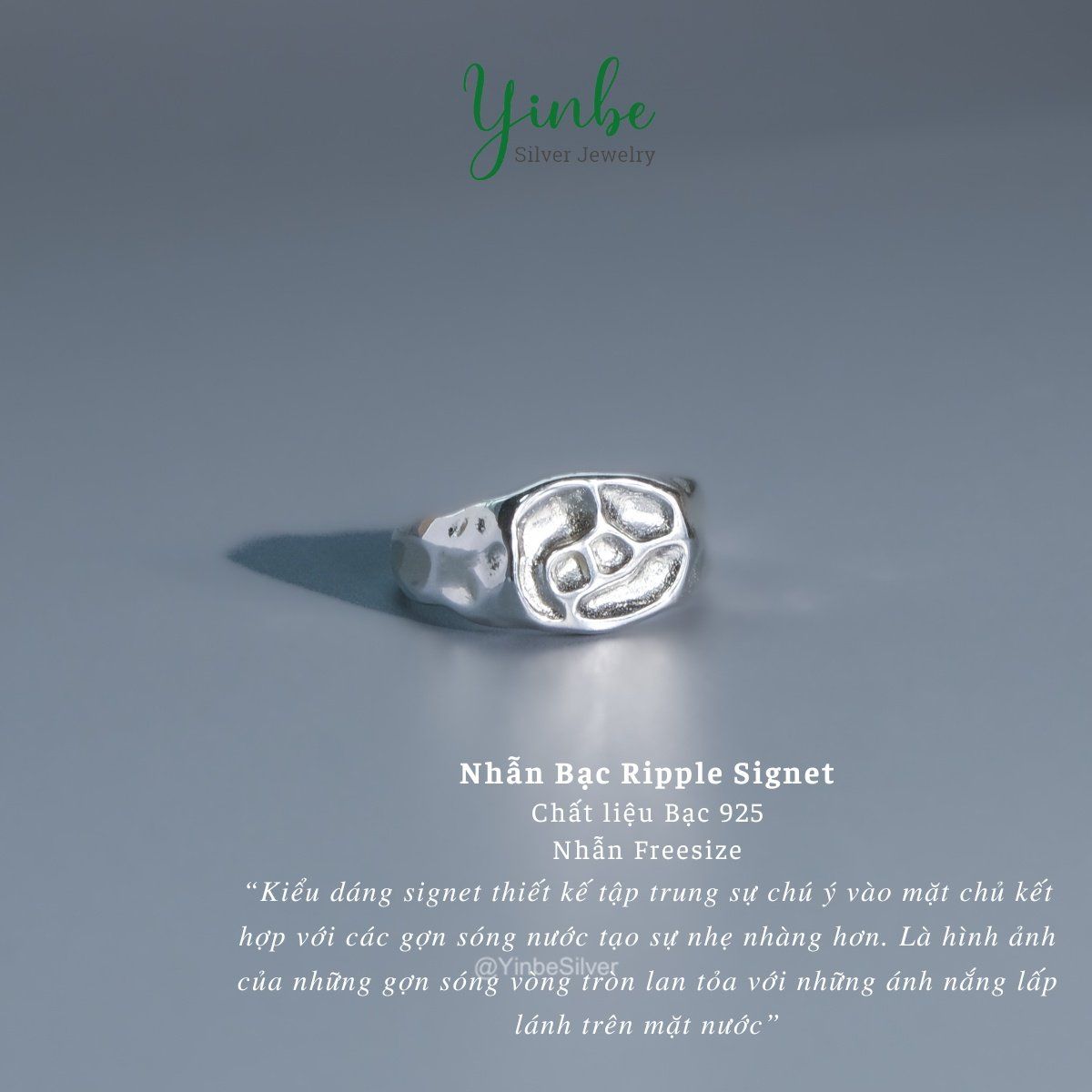  Nhẫn Bạc Ripple Signet Yinbe Silver 