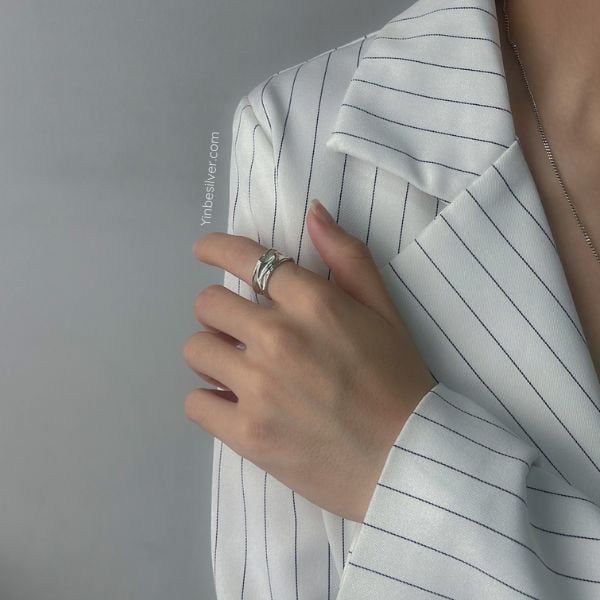  Nhẫn Bạc S925 Dòng Chảy Yinbe Silver 